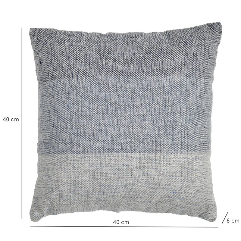 Lot de 2 coussins carrés 40 x 40 cm en coton brodé dégradé de bleu et écru - ABYSS
