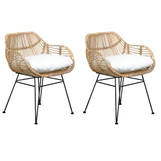 LOT 2 Fauteuils en rotin pieds métal noir - IBIZA