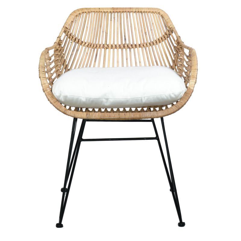 LOT 2 Fauteuils en rotin pieds métal noir - IBIZA