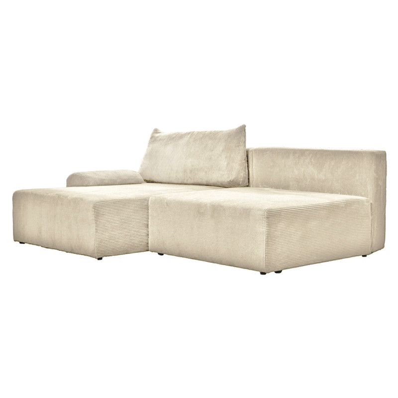 Canapé d'angle réversible et convertible velours côtelé beige - LESTER