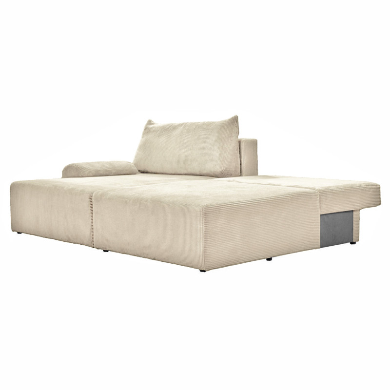 Canapé d'angle réversible et convertible velours côtelé beige - LESTER