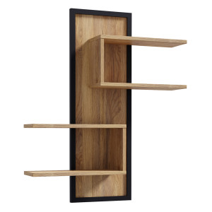 Étagère Murale L. 103 cm Décor Noir et Chêne avec 2 Niches Ouvertes - Design Naturel et Tendance - SELENA