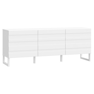 Meuble TV 165 cm 3 Portes Façades Fraisées Blanc Mat Système Push to Open et Pieds Luges Blanc Mat - ARIANA