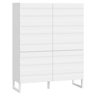 Armoirette H. 140 cm 4 Portes Façades Fraisées Blanc Mat Système Push to Open et Pieds Luges Blanc Mat - ARIANA