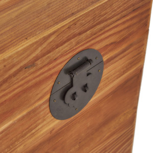 Coffre de rangement rustique H. 39 cm en bois de pin recyclé avec poignées et loquet métal – CHALET