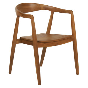 Chaise avec Accoudoirs en Bois de Teck Massif Foncé Naturel et Exotique - MAUI
