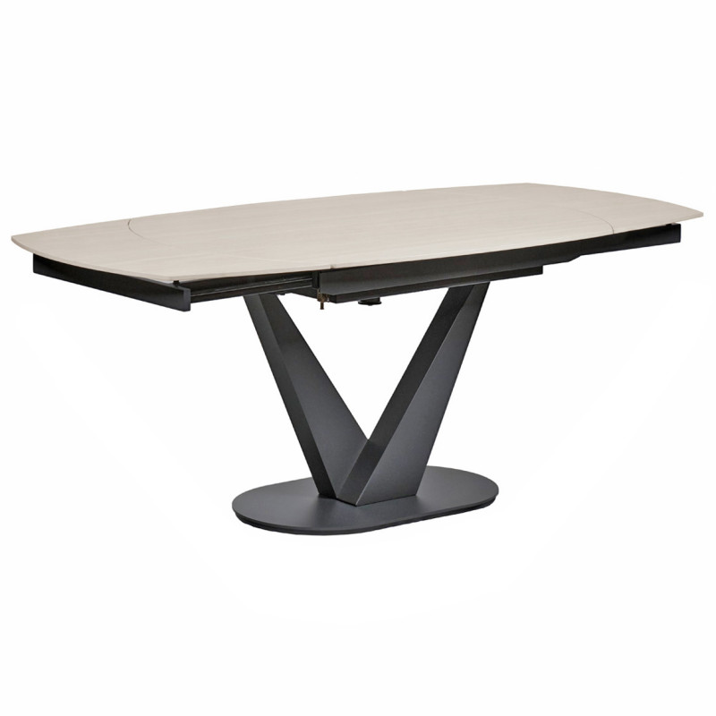 Table extensible ovale 120 à 180 cm céramique effet bois - MARSHALL
