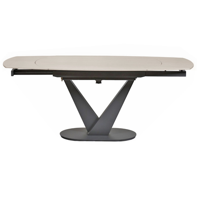 Table extensible ovale 120 à 180 cm céramique effet bois - MARSHALL