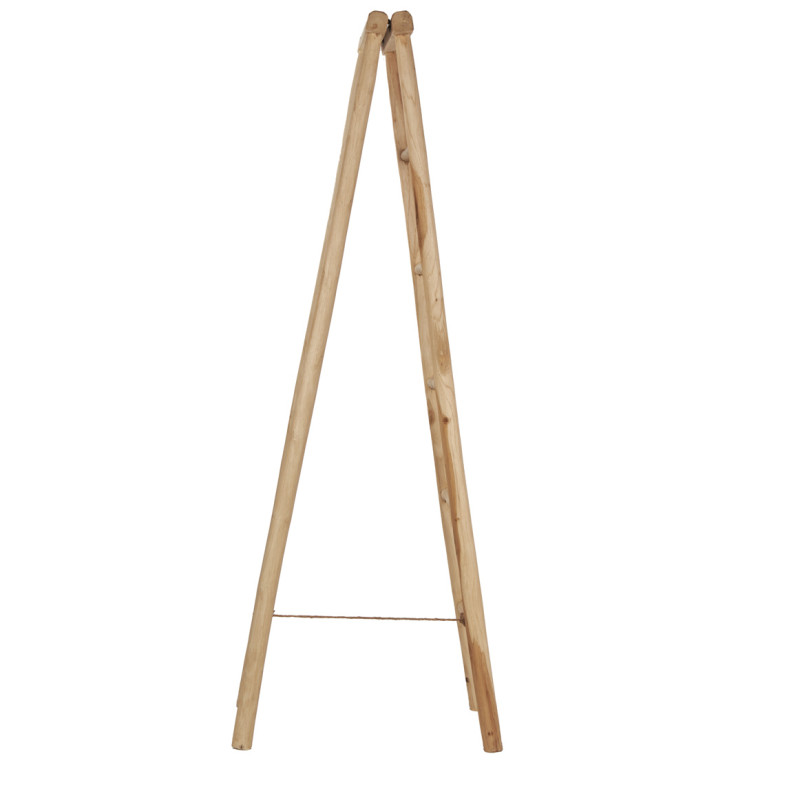 Échelle porte-serviettes et linge H. 180 cm 5 niveaux en bois de teck brut clair – décoration chambre et salle de bain – ANKSA