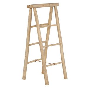 Échelle porte-serviettes et linge H. 102 cm 3 niveaux en bois de teck brut clair – décoration chambre et salle de bain – ANKSA