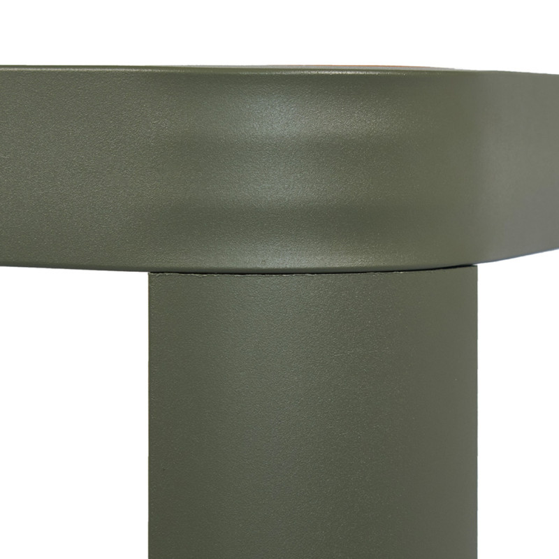 Table de Jardin Carré L. 70 cm en Métal Vert avec Lattes du Plateau Effet Bois - ARLO 9520
