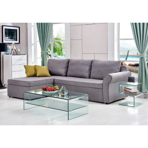 Table basse rectangulaire en verre trempé avec étagère vitrée - ICE