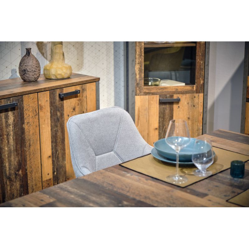 Lot de 2 chaises avec accoudoirs tissu gris clair pieds métal - THEO