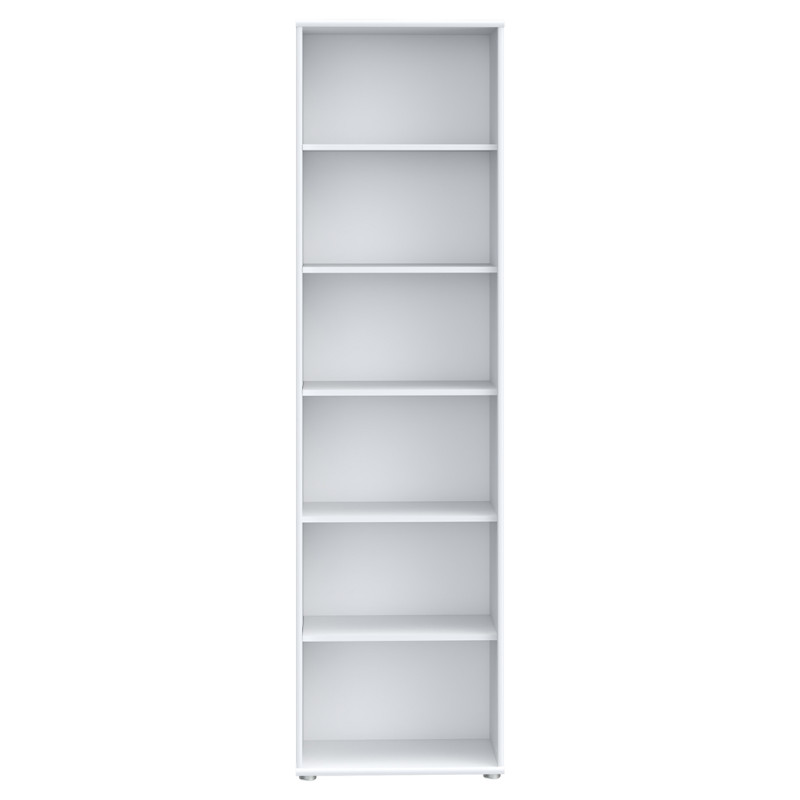Bibliothèque / Étagère H. 198 x L. 54 cm Décor Blanc avec 5 Étagères et 4 à Hauteur Réglable - MARIA