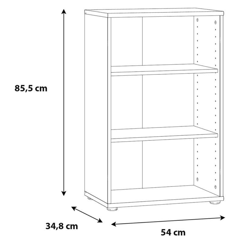 Bibliothèque / Étagère H. 86 x L. 54 cm Décor Blanc avec 2 Étagères à Hauteur Réglable - MARIA