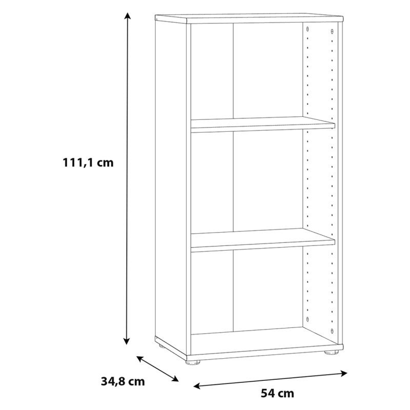 Bibliothèque / Étagère H. 111 x L. 54 cm Décor Bois Vintage avec 2 Étagères à Hauteur Réglable - MARIA