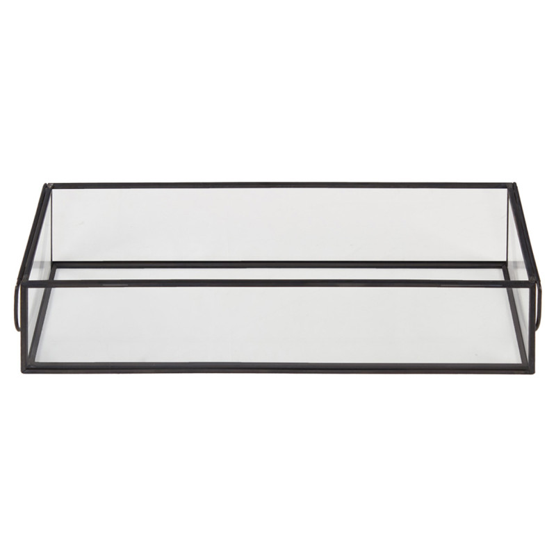 Lot de 2 Terrariums / Photophores en Verre et Métal Noir - MIRANA 9368