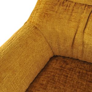 Lot de 2 chaises de repas avec accoudoirs en microfibre texturé doux couleur jaune moutarde et pieds métal noir - ATLANTA