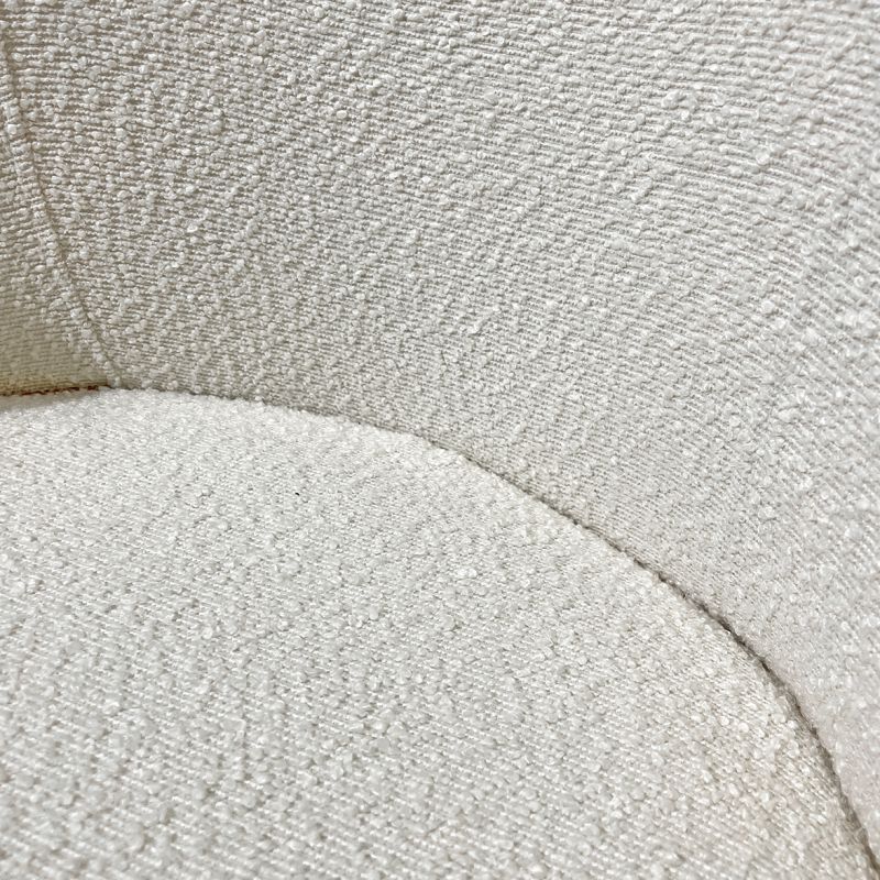 Lot de 2 chaises de repas en tissu bouclette imitation laine de mouton couleur blanc écru et pieds métal noir – SYRACUSE