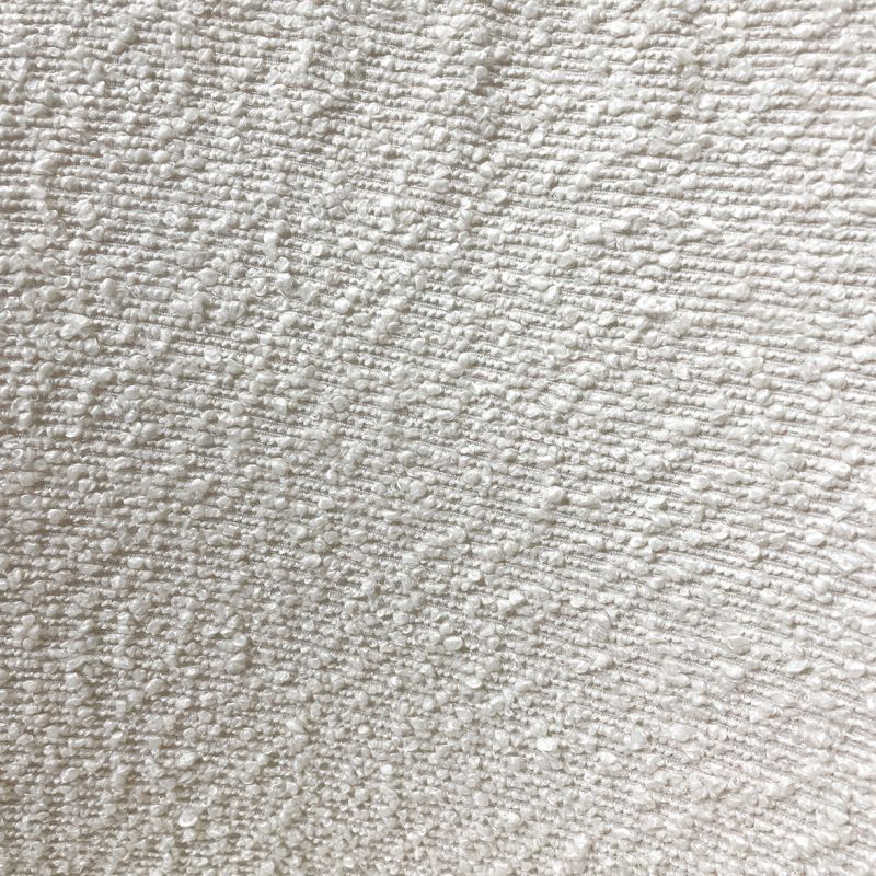 Lot de 2 chaises de repas en tissu bouclette imitation laine de mouton couleur blanc écru et pieds métal noir – SYRACUSE