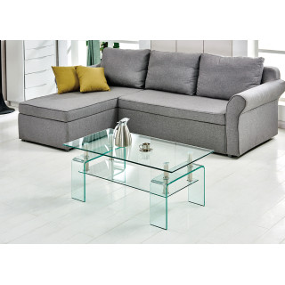 Table Basse Rectangulaire L. 100 cm avec 2 Plateaux en Verre Trempé et Piètement Arc - Design Minimaliste et Contemporain - ICE