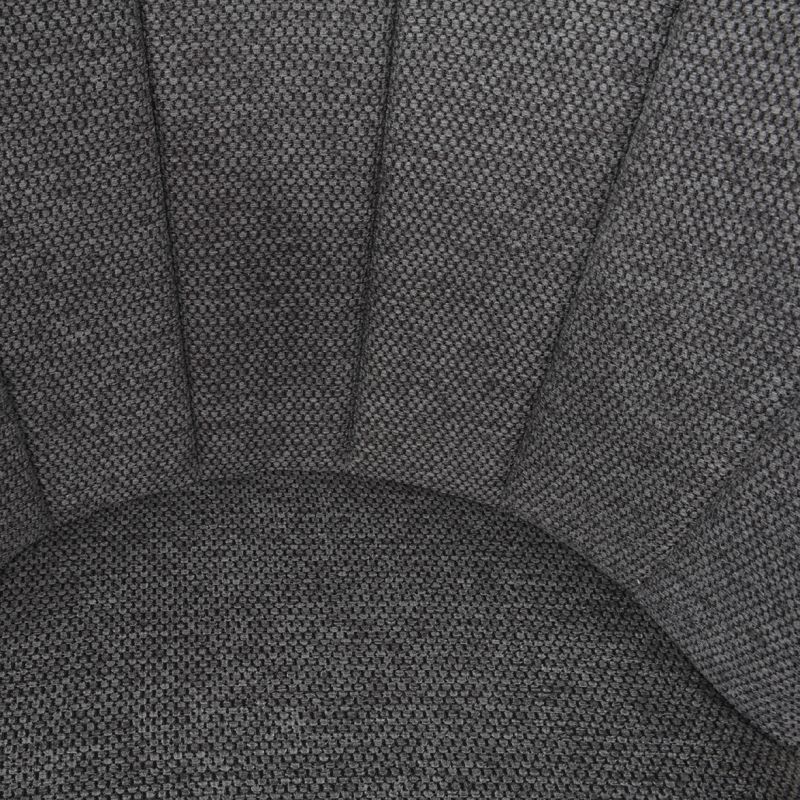 Chaise de repas fauteuil dossier forme de coquillage en tissu gris anthracite et pieds métal noir– MONTREAL
