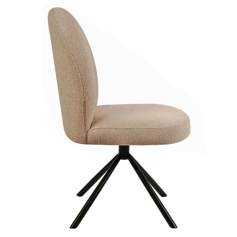 Lot de 2 chaises rotatives 180° en tissu beige et métal noir - JULIEN