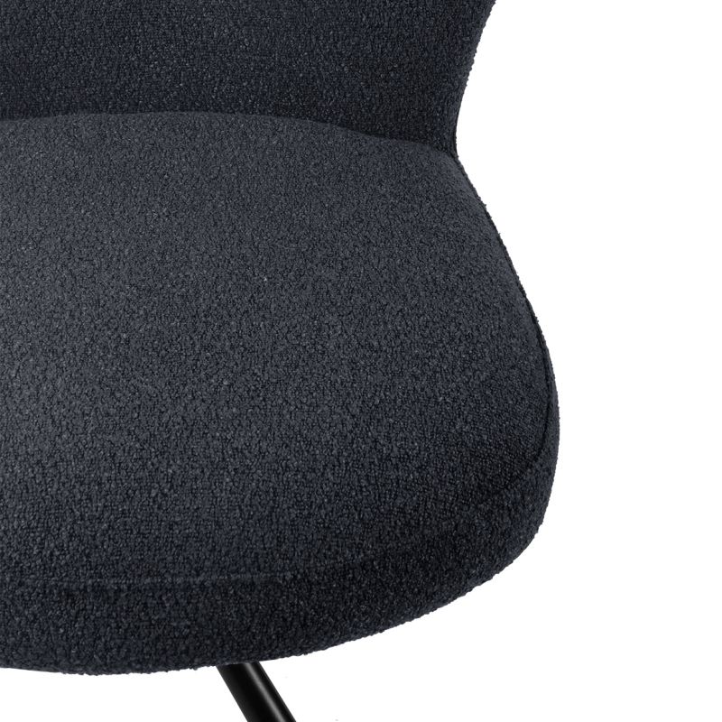 Lot de 2 chaises rotatives 180° en tissu noir et métal noir - JULIEN