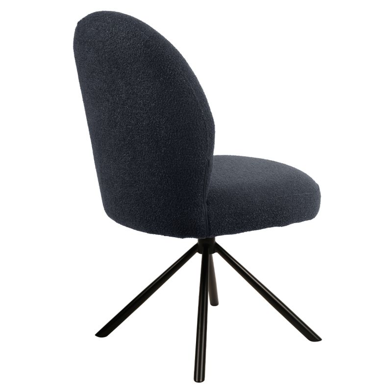 Lot de 2 chaises rotatives 180° en tissu noir et métal noir - JULIEN