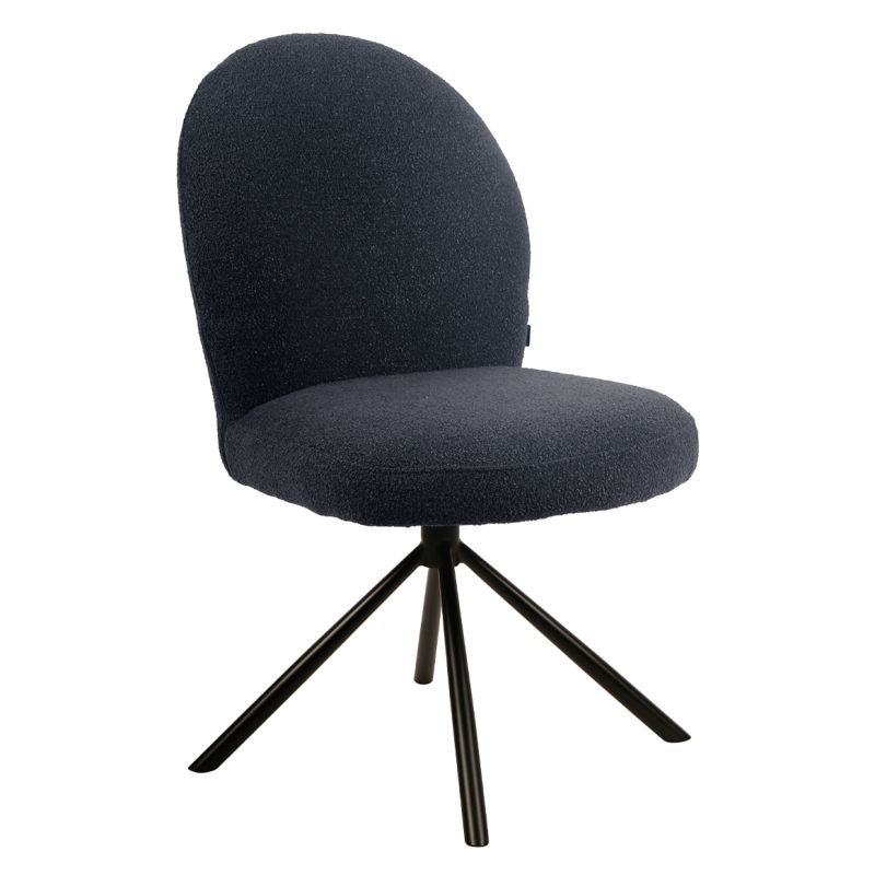 Lot de 2 chaises rotatives 180° en tissu noir et métal noir - JULIEN