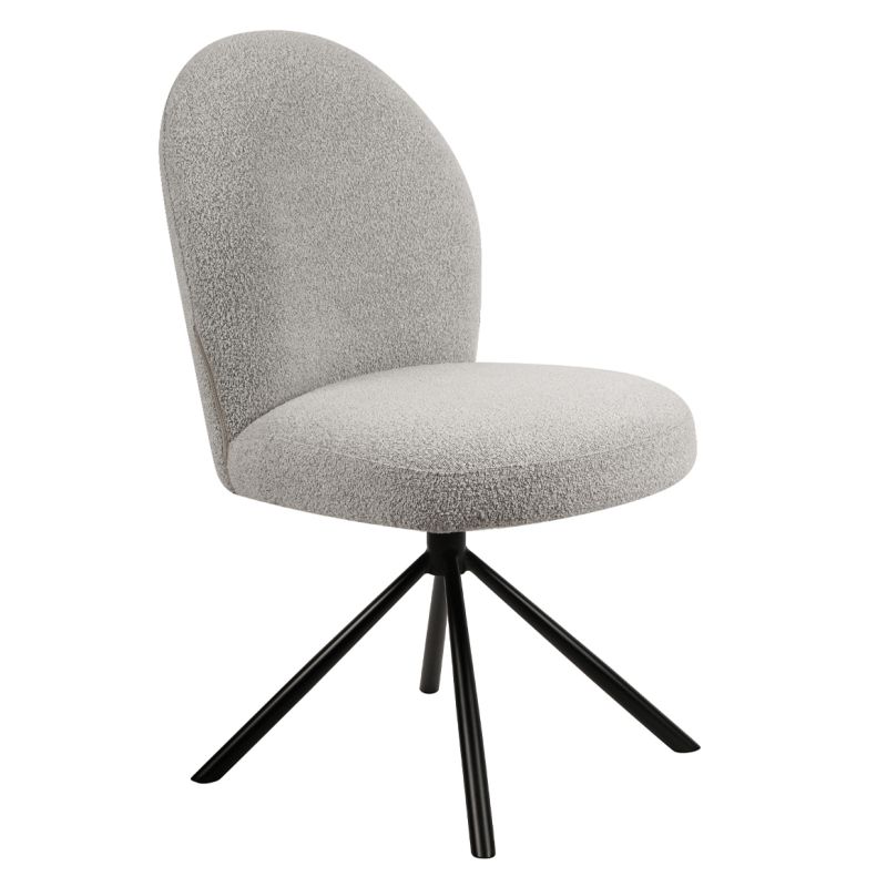 Lot de 2 chaises rotatives 180° en tissu gris et métal noir - JULIEN