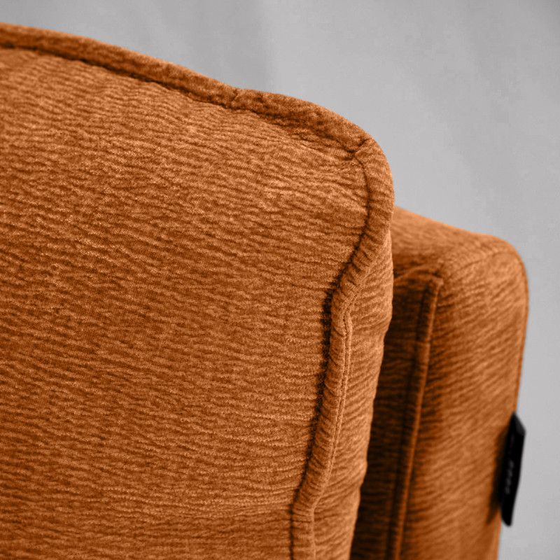 Chauffeuse pour Canapé Composable et Modulable en Tissu Doux Orange Capitonné avec Passepoil - CHARLES