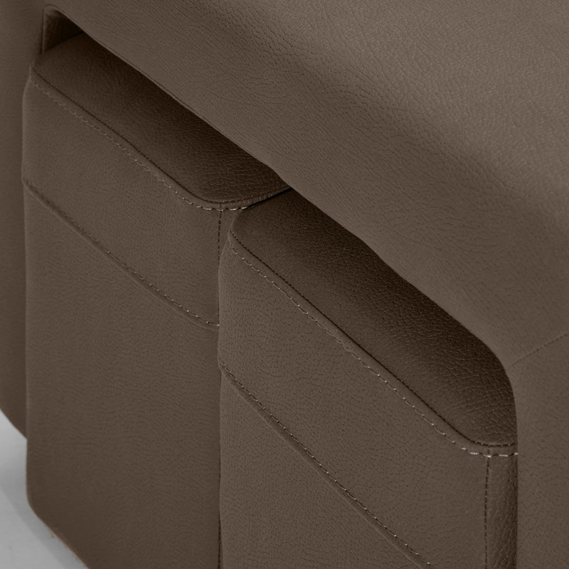 Canapé 3 Places Convertible en Tissu Taupe Microfibre doux Surpiqûres et Têtières Réglables - VEGAS