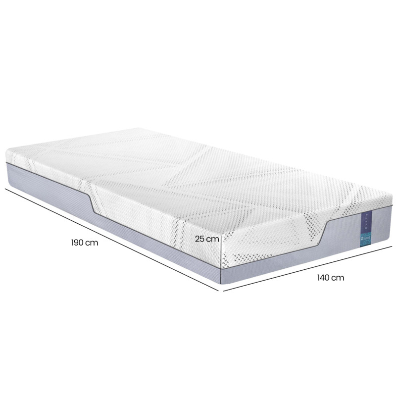 Matelas à mémoire de forme 140 x 190 cm gel thermorégulateur Air Feel™ et gel classique rafraîchissant – SONGES