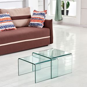2 tables d'appoint gigognes L50 cm en verre trempé - ICE