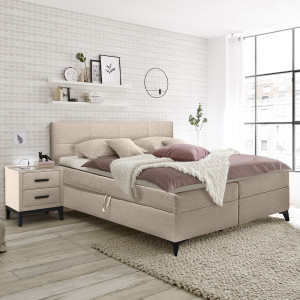 Tête de lit  180 cm en tissu capitonné beige compatible lit en 180 cm moderne et élégante – AISHA