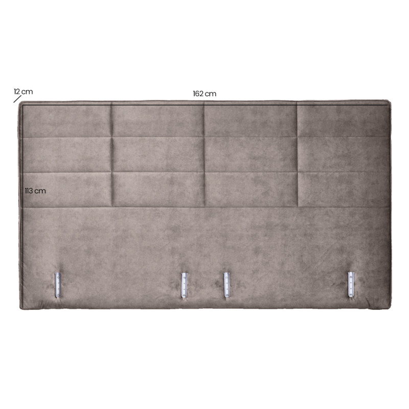Tête de lit 160 cm en tissu velours marron taupe compatible lit en 160 cm – BRANDON