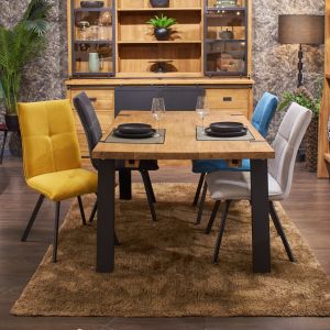 Lot de 2 chaises en tissu jaune avec piètement en métal - ARIA