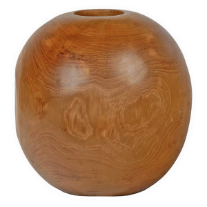 Vase Décoratif Rond D. 30 cm en Bois de Teck Massif - Style Naturel et Exotique - LEODORE