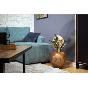 Vase Décoratif Rond D. 30 cm en Bois de Teck Massif - Style Naturel et Exotique - LEODORE