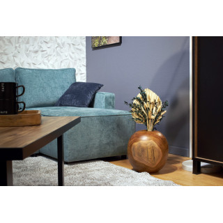 Vase Décoratif Rond D. 30 cm en Bois de Teck Massif - Style Naturel et Exotique - LEODORE