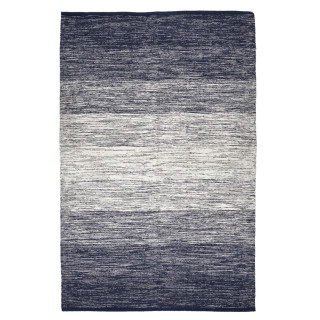 Tapis 140 x 200 cm rectangulaire en coton brodé avec dégradé de bleu style vielli - SAPHIR