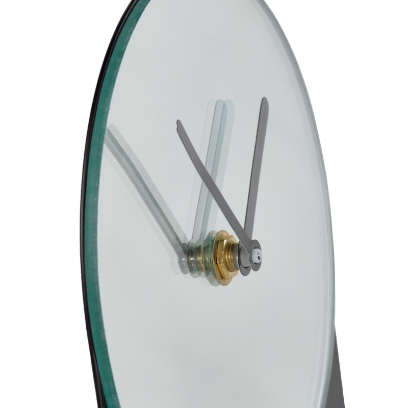 Horloge Minimaliste en Métal Noir H. 18 cm avec Miroir - Objet de Décoration - REFLEXIO 8702