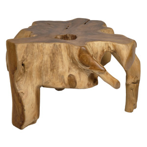 Table Basse 68 x 70 cm en Racine de Teck - Fabrication Artisanale - Style Naturel et Exotique - GEPPETTO