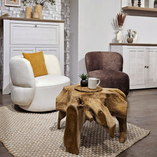 Table Basse 68 x 70 cm en Racine de Teck - Fabrication Artisanale - Style Naturel et Exotique - GEPPETTO