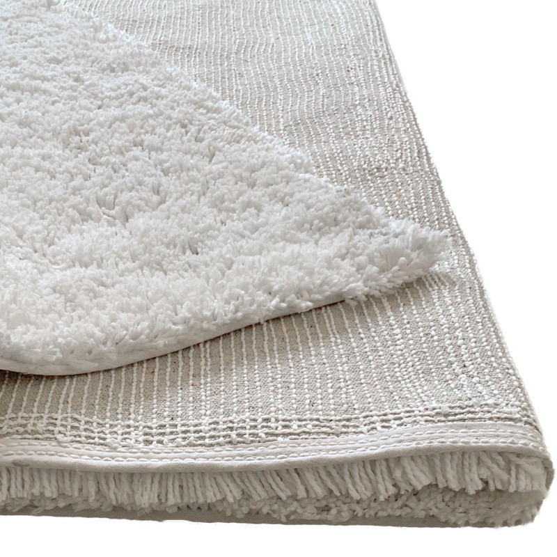 Tapis 140 x 200 cm rectangulaire en tissu doux blanc à poils courts - COSMOS