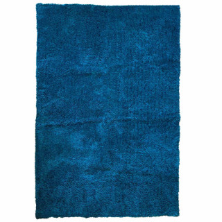Tapis 200 x 300 cm rectangulaire en tissu doux bleu canard à poils courts - COSMOS