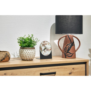 Horloge Minimaliste en Métal Noir H. 18 cm avec Miroir - Objet de Décoration - REFLEXIO 8702
