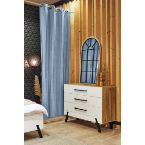 Rideau 140 x 250 cm en Velours Bleu Clair avec 8 Œillets en Métal Finition Bronze - VELURA 3366