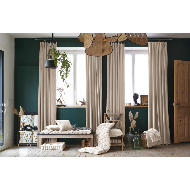 Édredon 90 x 200 cm en Velours de Coton Écru et Polyester avec Capitonnage Léger - Linge de Lit - MIRABEL
